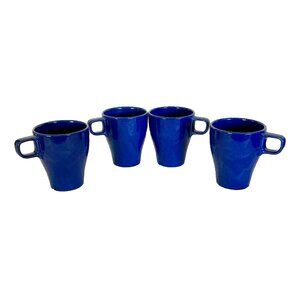 GUC IKEA FARGRIK  Lot of 4 19894 Cobalt Blue Stoneware Coffee / Tea  Cups / Mugs